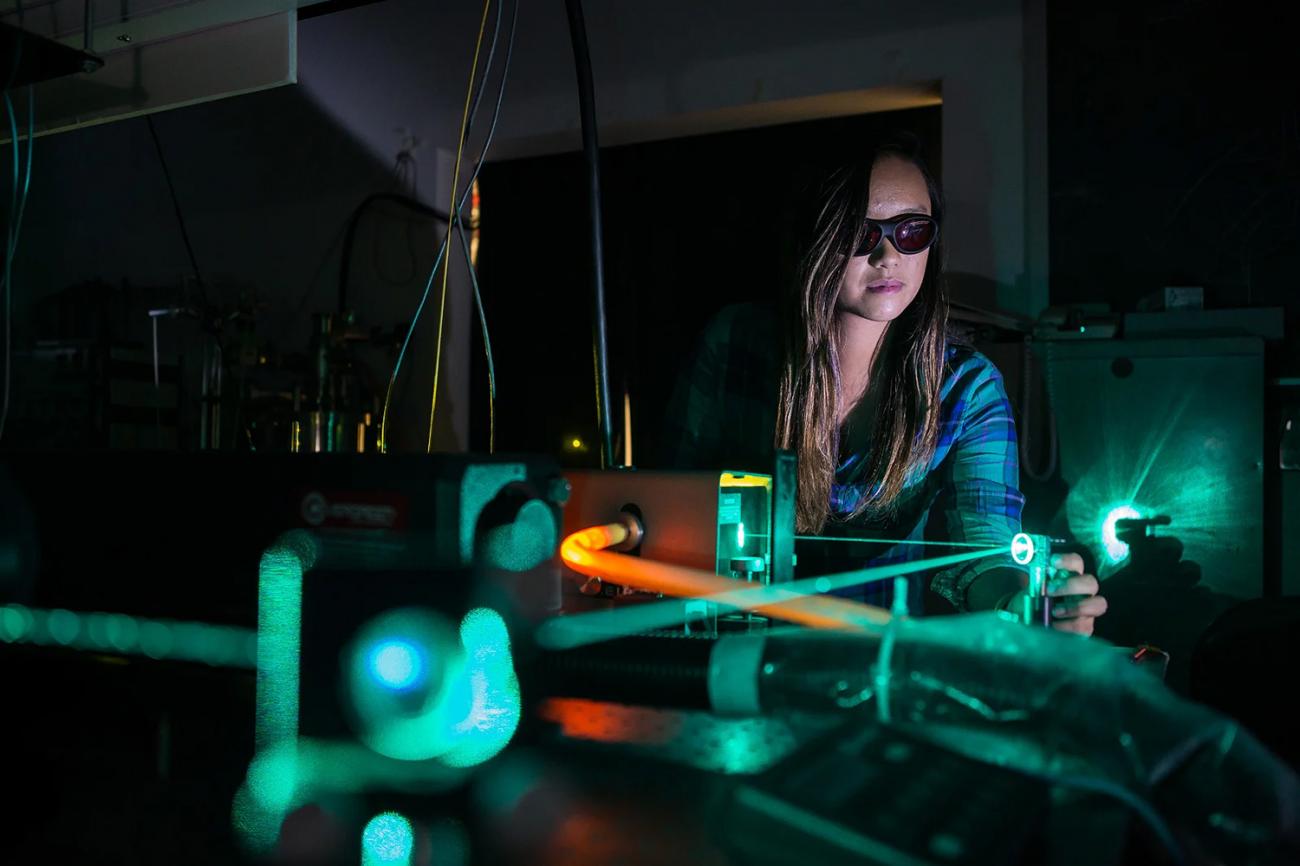 Student working in a lab